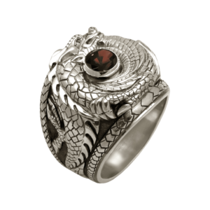 мужское кольцо из серебра дракон