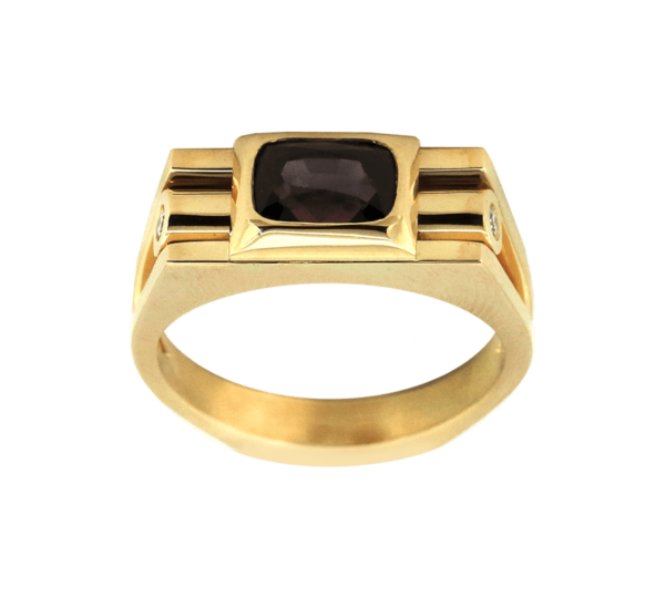 золотое кольцо с раухтопазом и бриллиантами