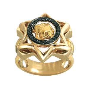 мужское кольцо с золотым самородком