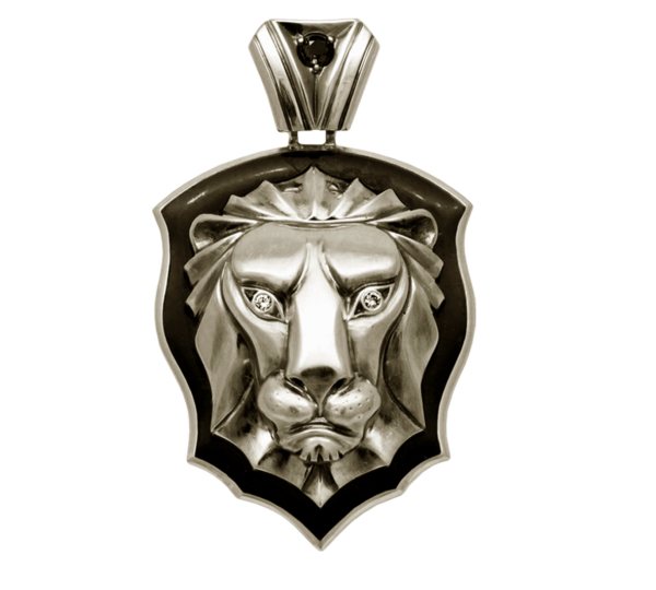 серебряный кулон лев с эмалью