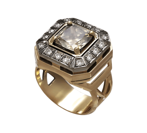 мужское кольцо с крупным бриллиантом
