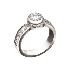 кольцо из белого золота с крупным бриллиантом